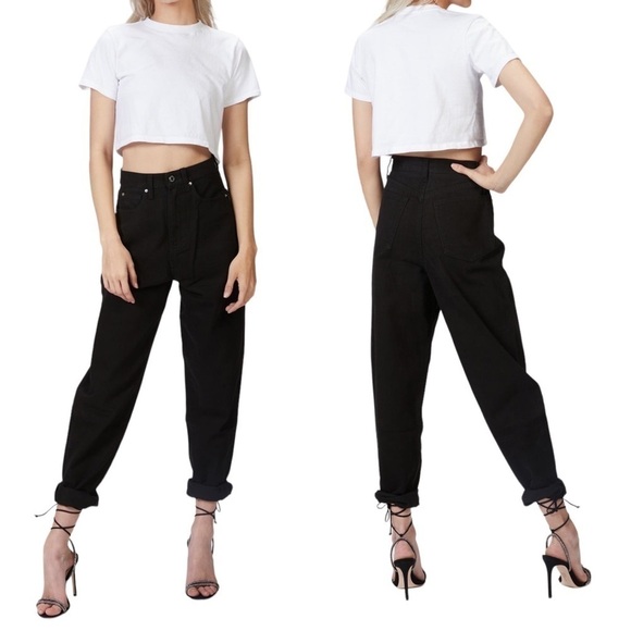 WeWoreWhat Denim Dani Boyfriend Solid Rigid Denim Black Size 24 New - Picture 1 of 9